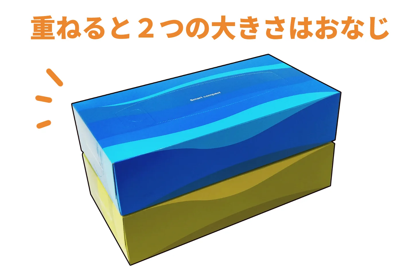 重ねると2つの箱は同じ大きさ