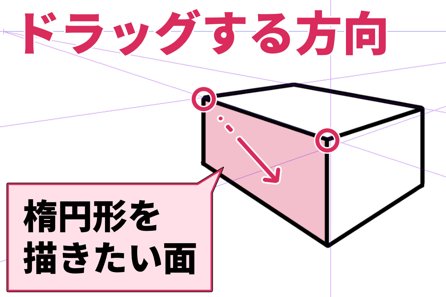 図形をパース定規に合わせる