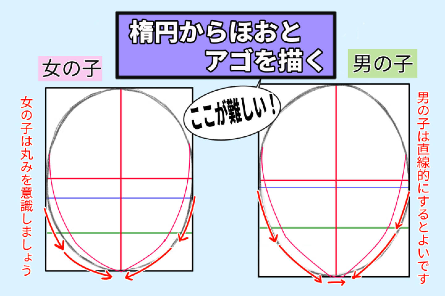 ほほとあごの描き方
