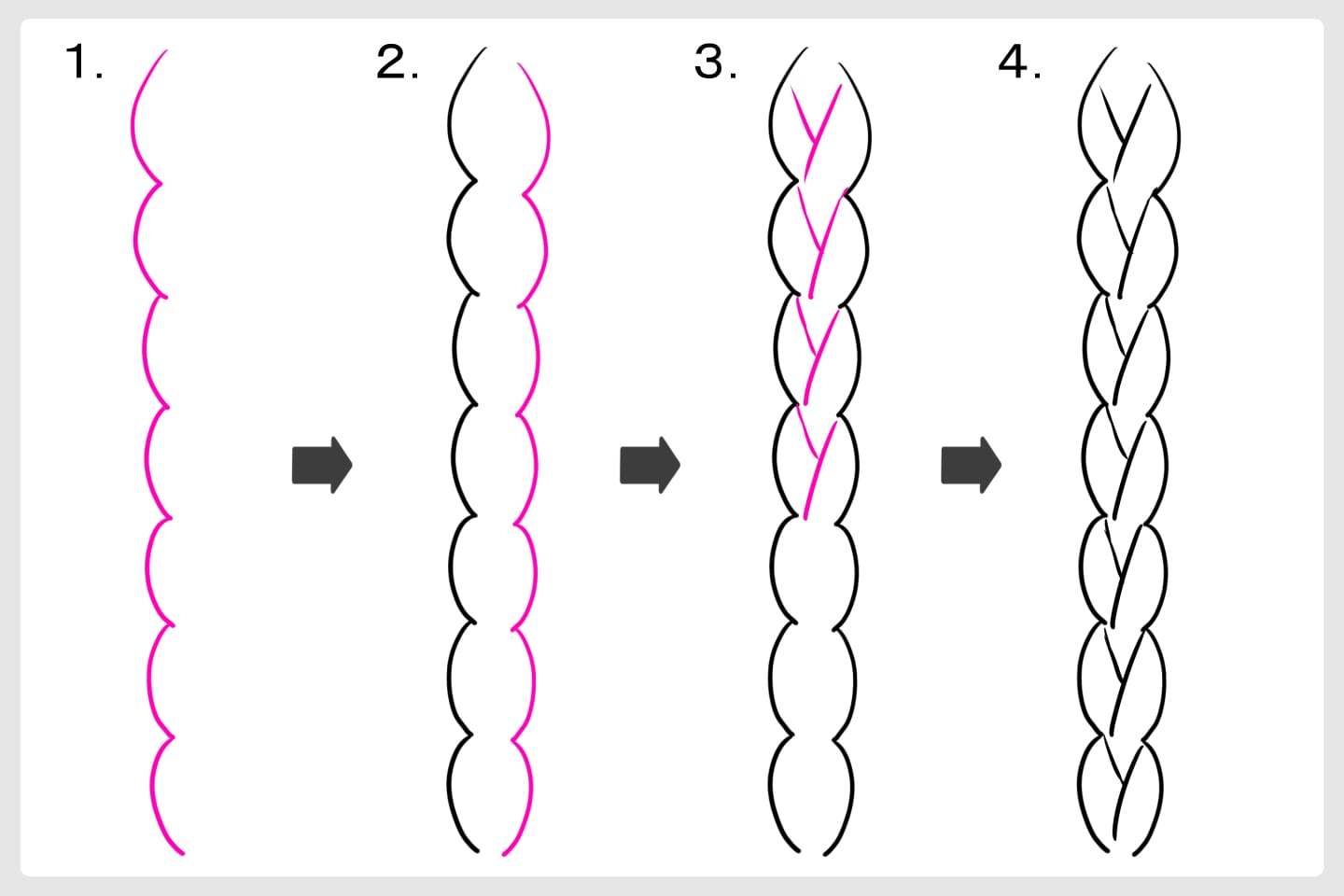 雲アタリでの三編みの描き方