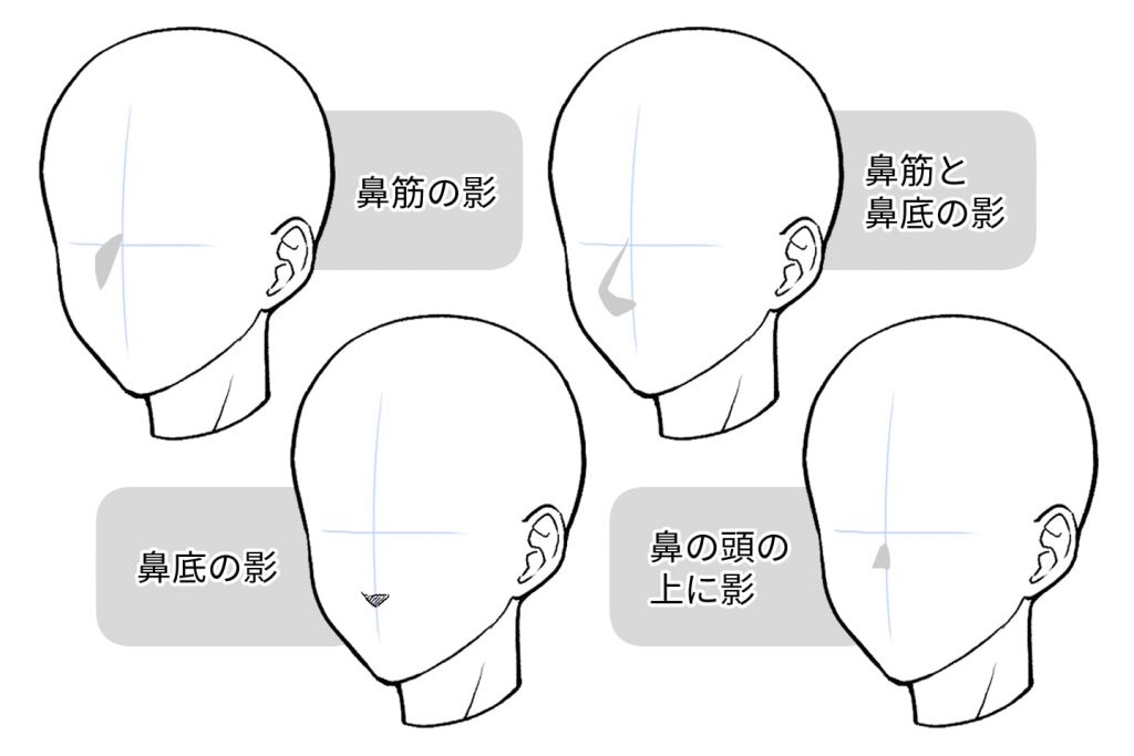 影だけで鼻を描く方法