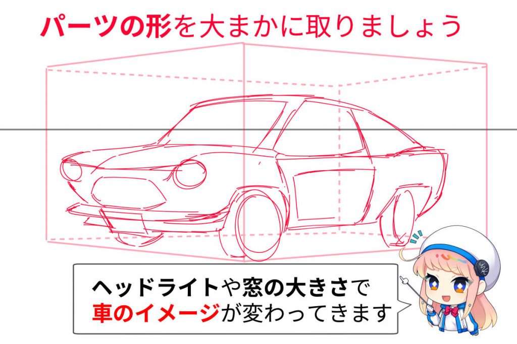 車のパーツを大まかに取りましょう