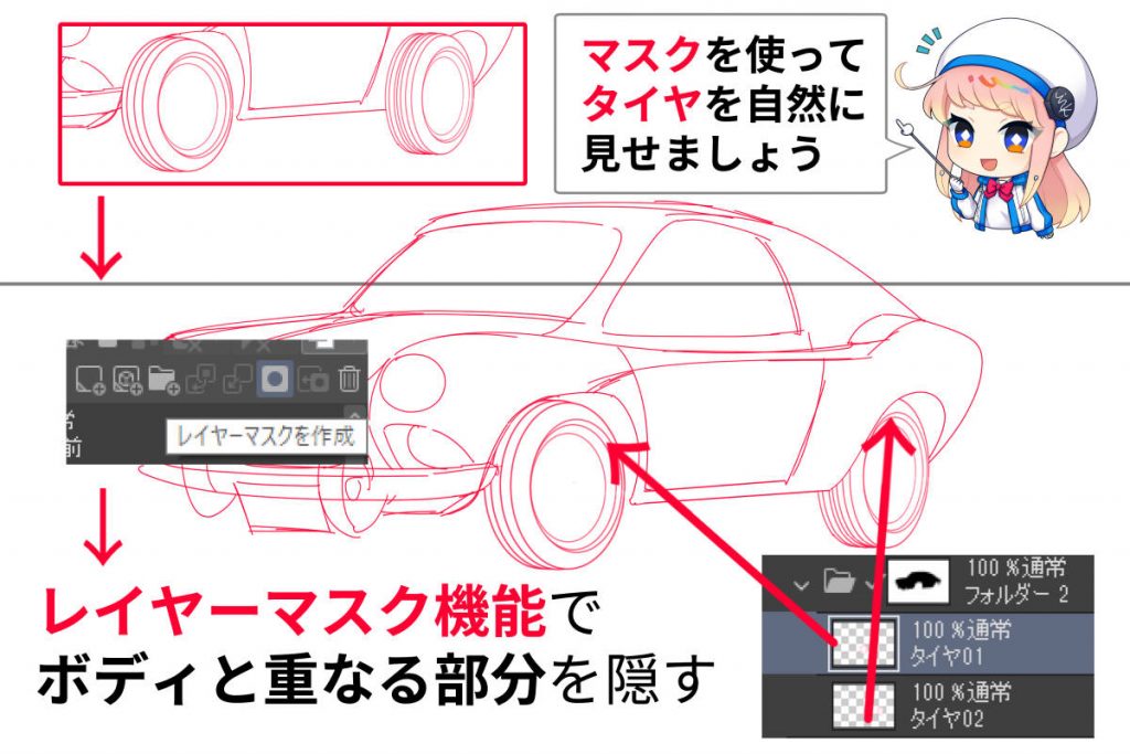 車の描き方を簡単3ステップで 失敗しない車イラストは構造の理解から イラスト 漫画 マンガ 教室 Egaco エガコ