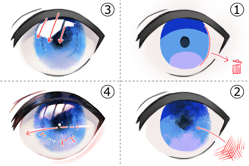透明感のある目の塗り方手順