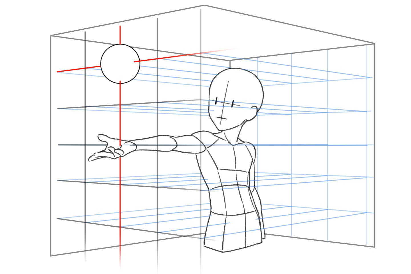 空間を意識したアオリのイラスト