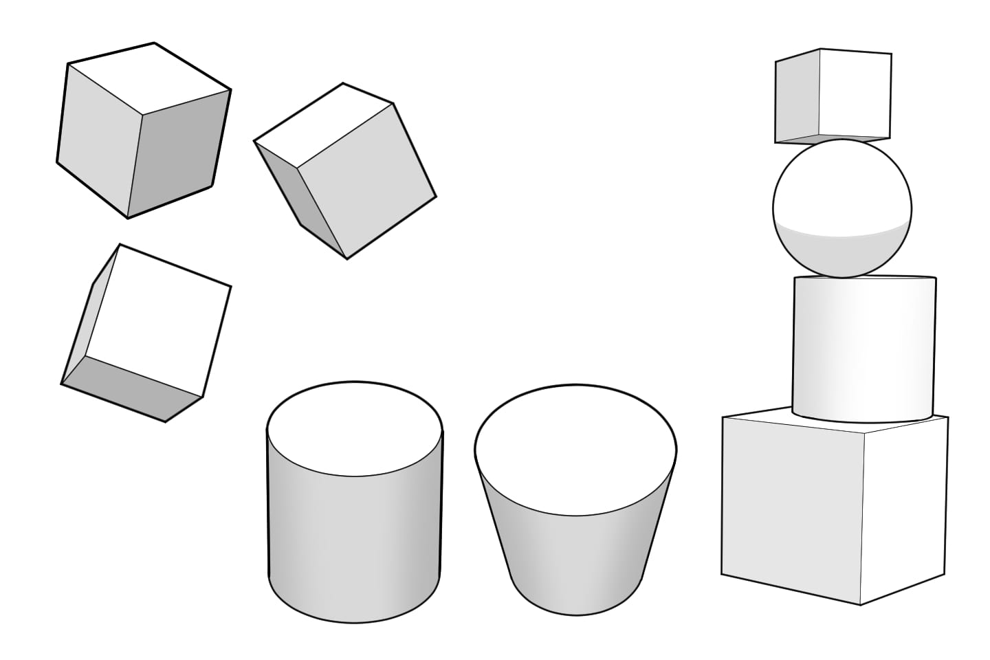 箱と円柱のイラスト