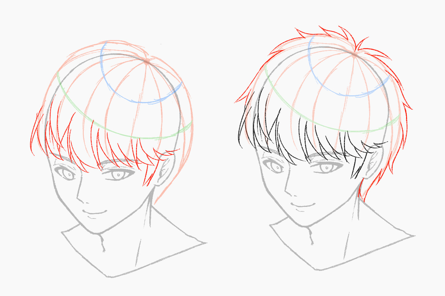 前髪とアウトラインを描く