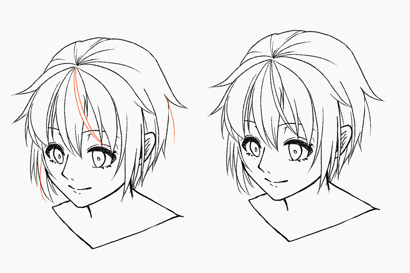 おくれ毛を描きましょう