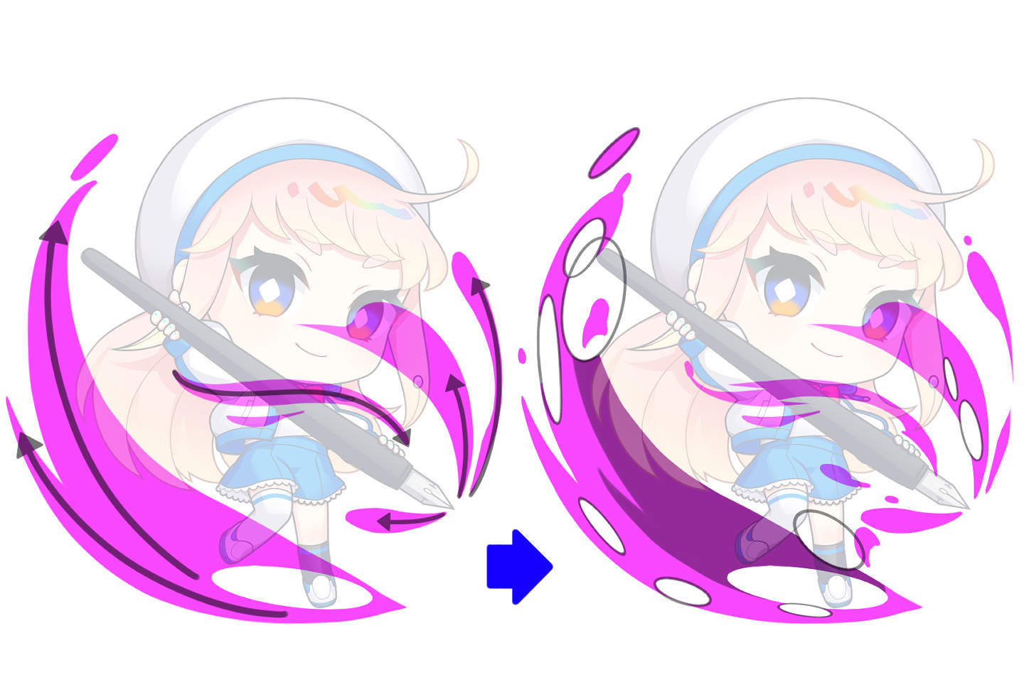 炎エフェクトのラフの描き方