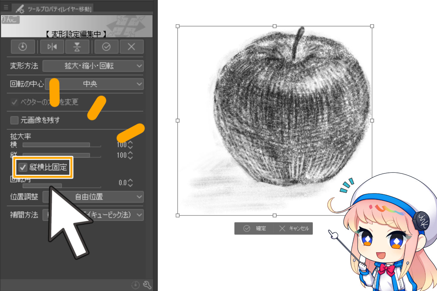 比率を変えずに縦横比を固定