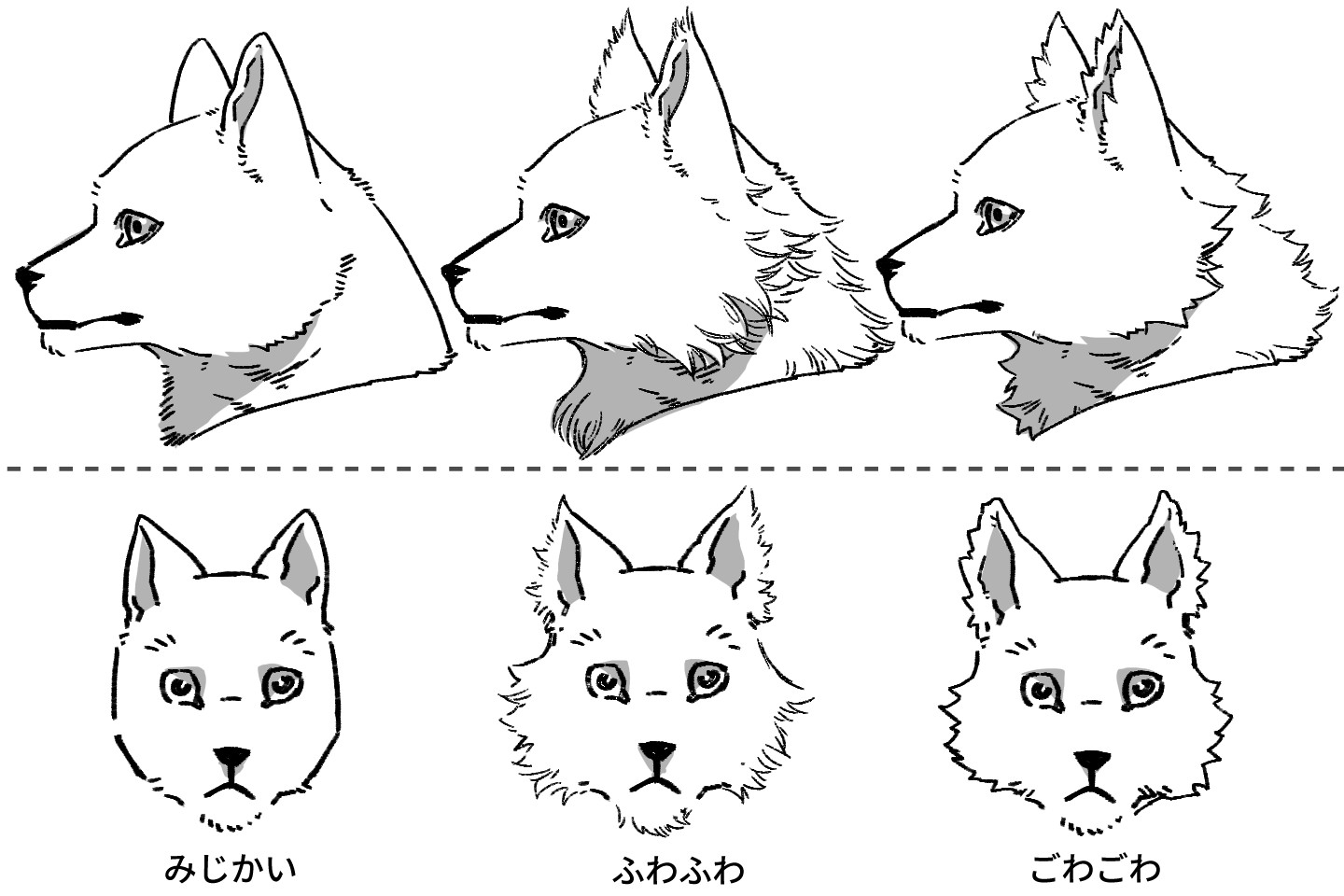 体毛としっぽを描き分けよう