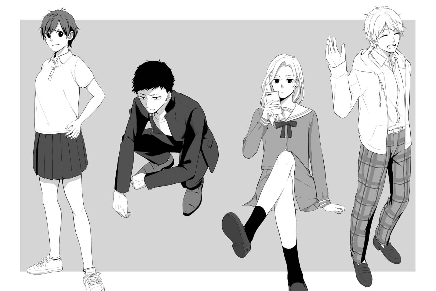 制服イラストの色々な着こなしパターン