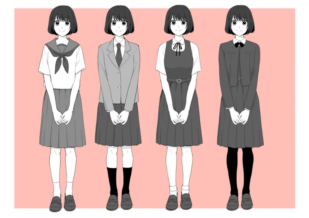 女子高生の制服のパターンを紹介