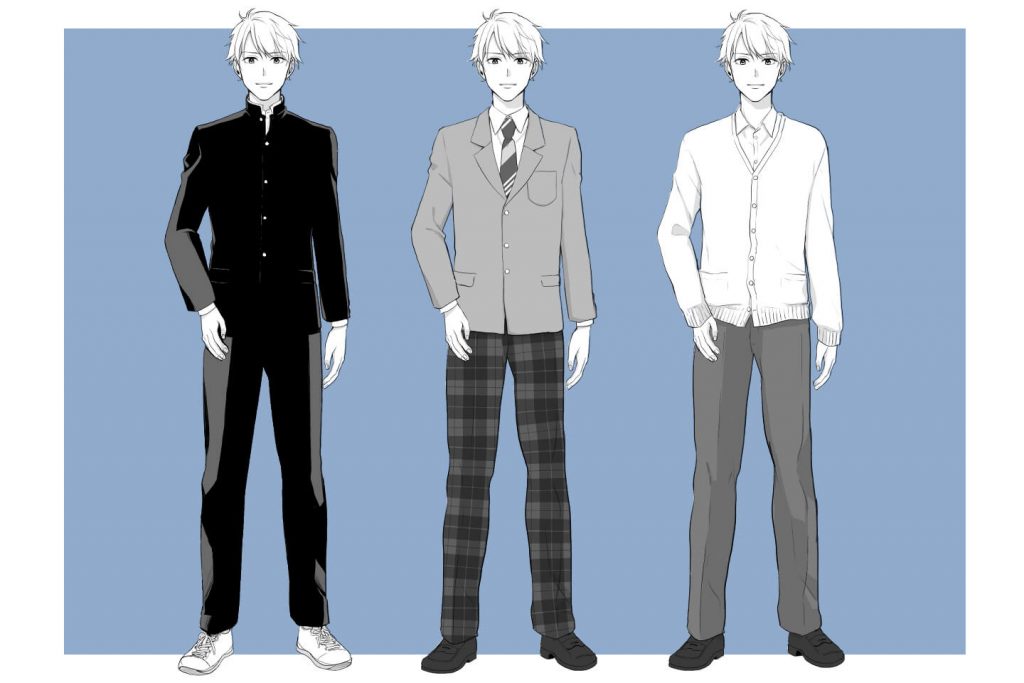 男子高校生の制服パターンを紹介