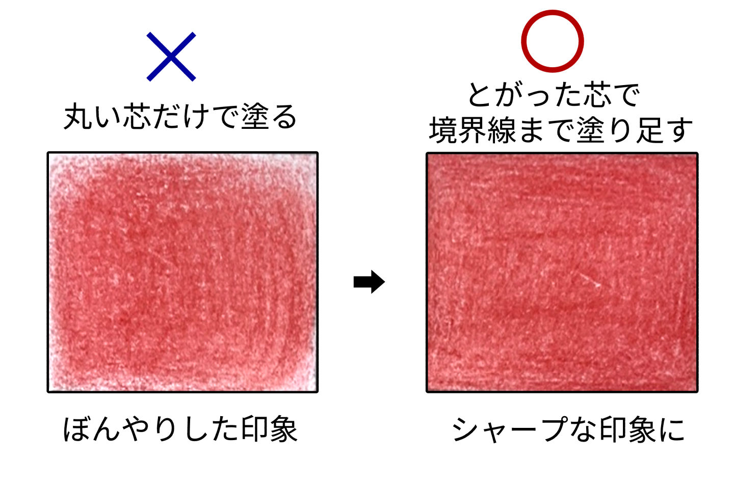 色鉛筆で芯をとがらせて優しく塗ろう