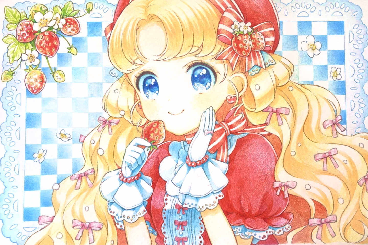 色鉛筆で塗って完成したイラスト