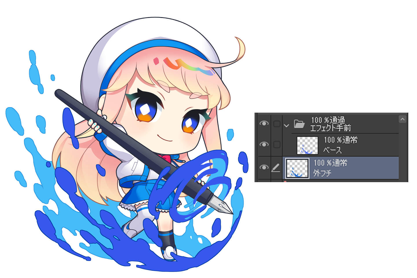 水エフェクトにフチをつける