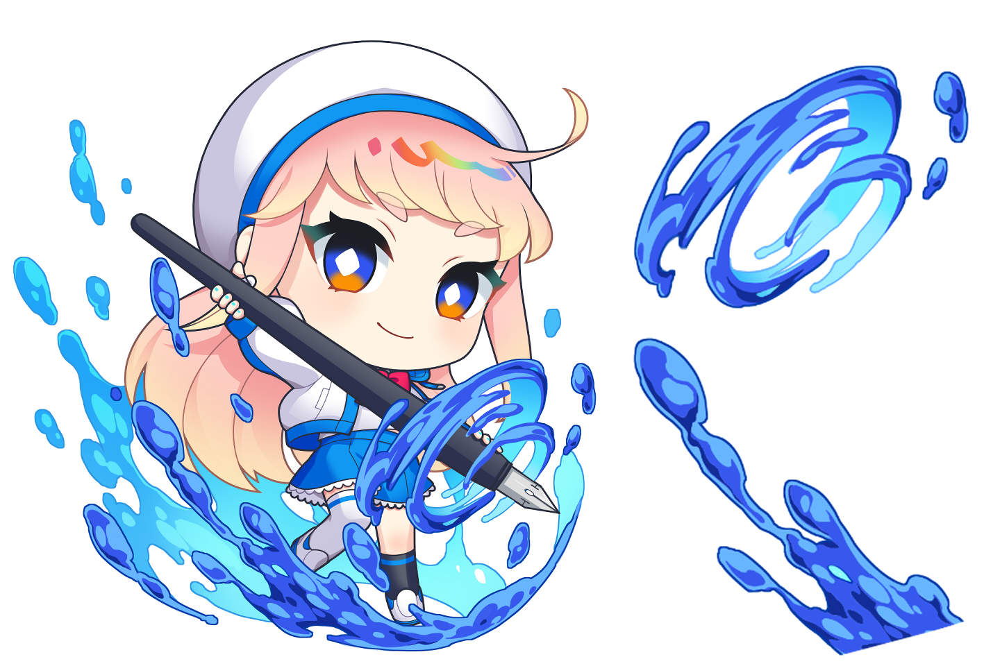 水エフェクトに影を入れたイラスト