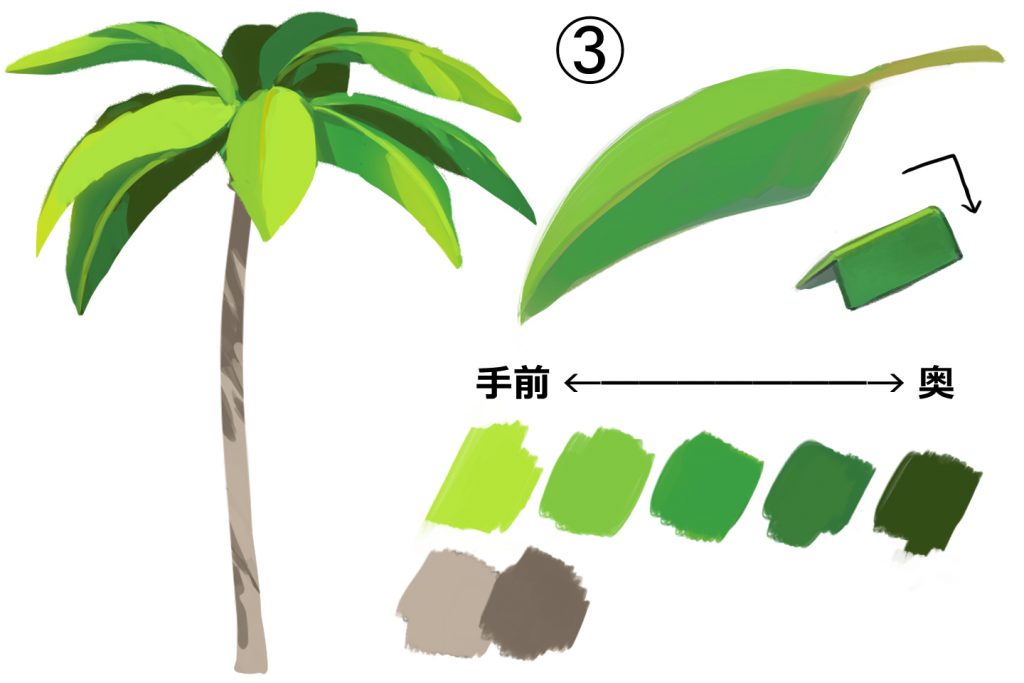 葉に遠近感を出す色塗りのコツ