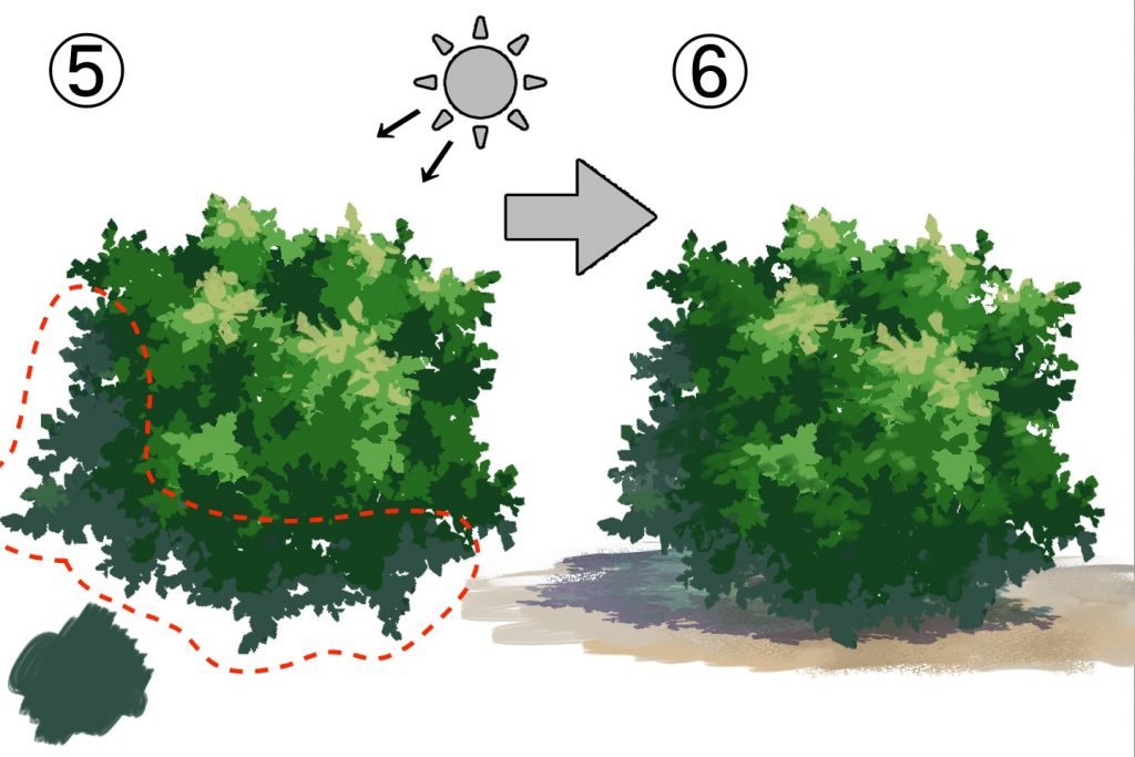 低木に反射光を反映