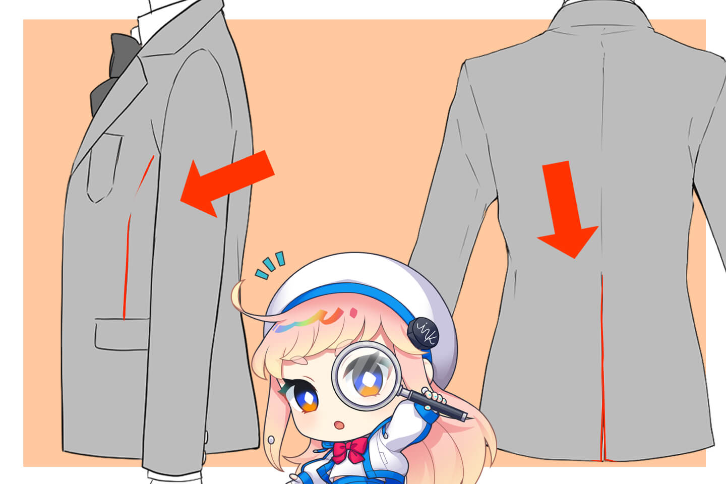 ブレザーの横・背中を描くポイント