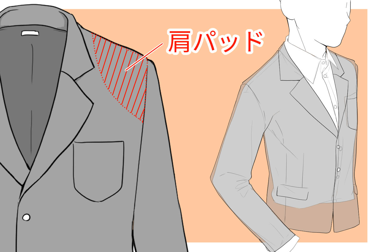 ブレザーの肩パッド