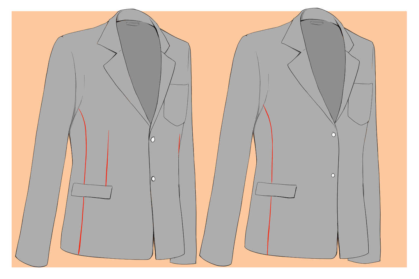 ブレザーのダーツライン