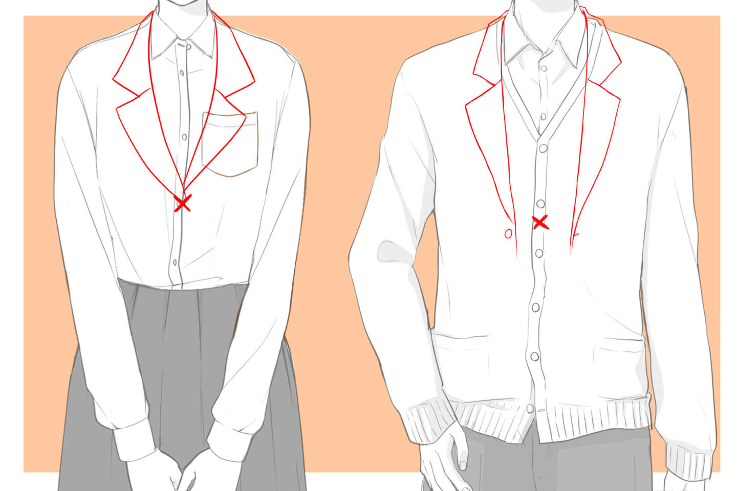 ブレザーの描き方手順その1