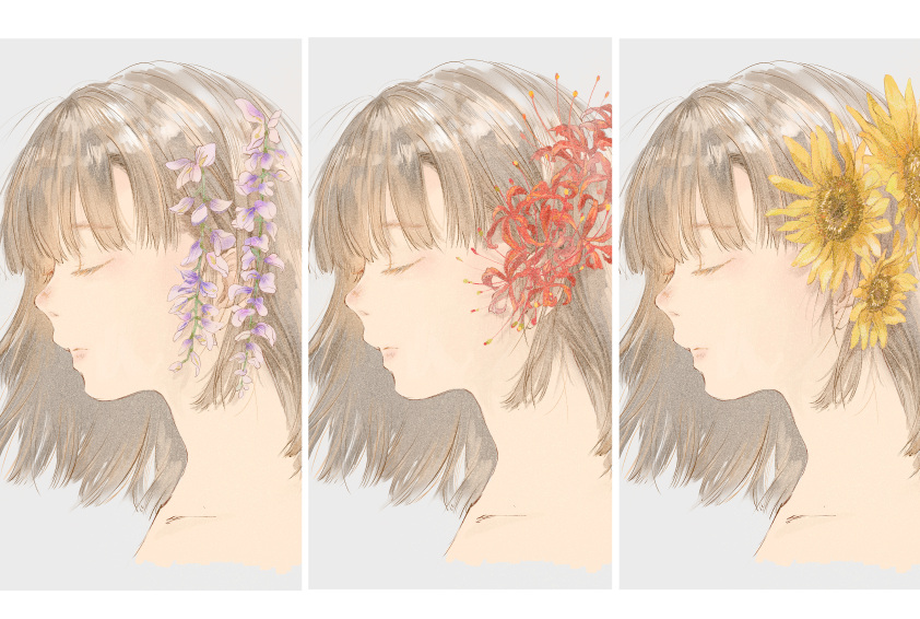 花によって変わるイラストの印象図解