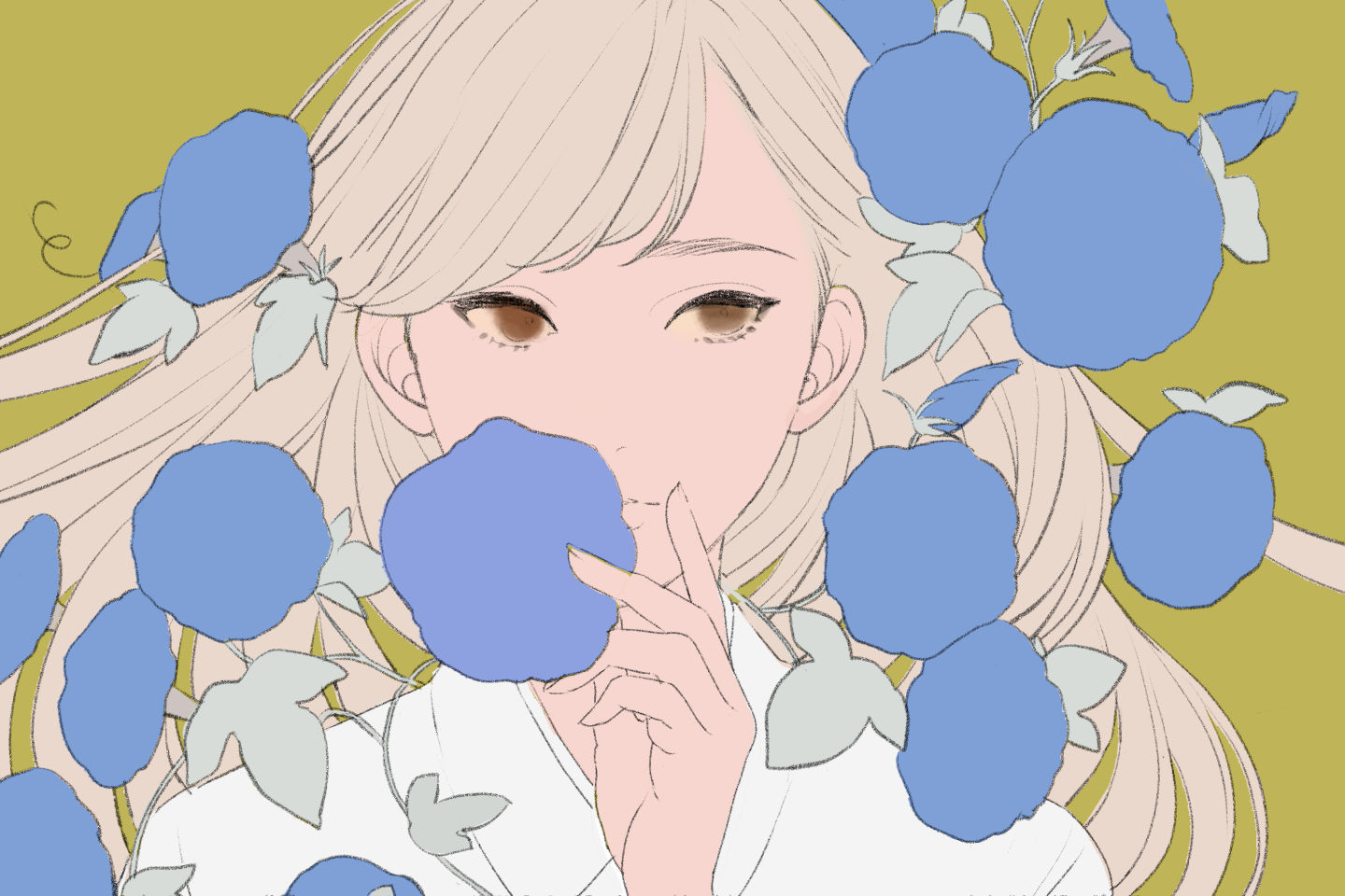 水彩塗りの下地を塗る