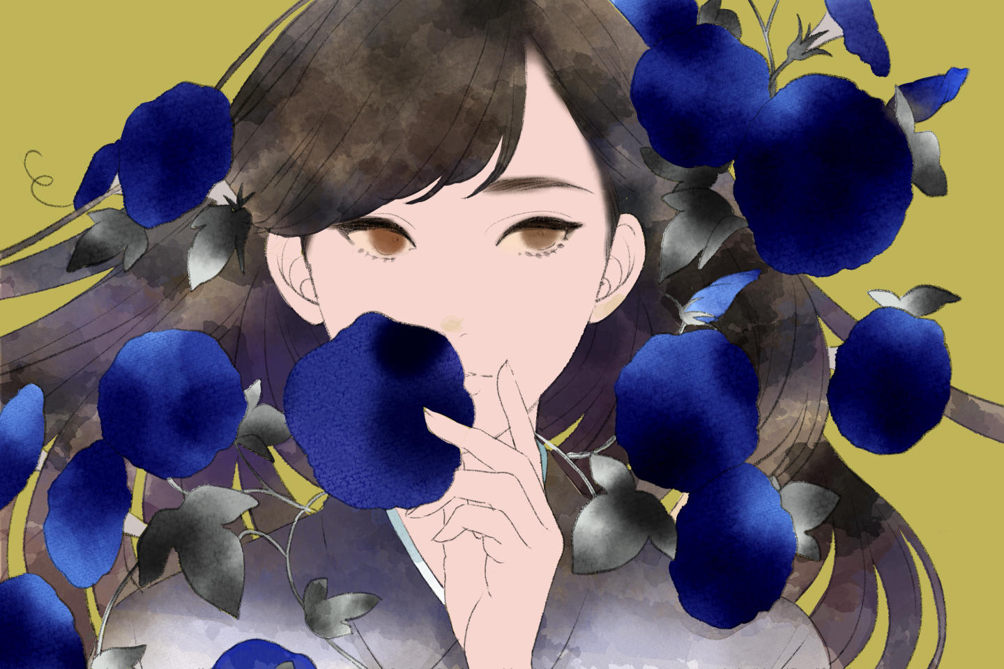 にじみを重ねて色の幅を出すところ