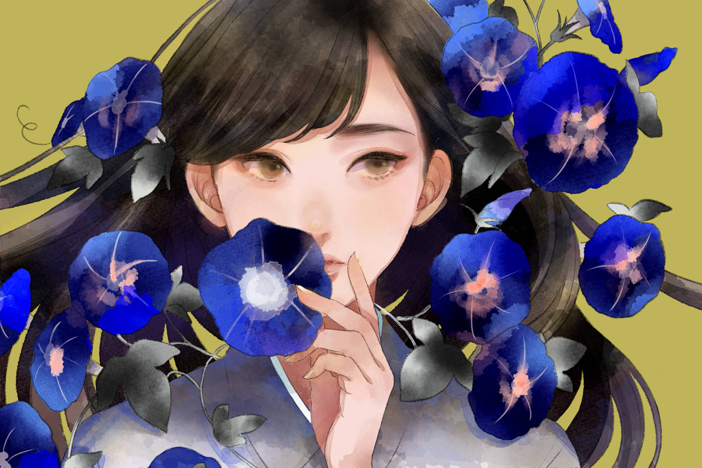 にじみを作って色鮮やかにした水彩イラスト