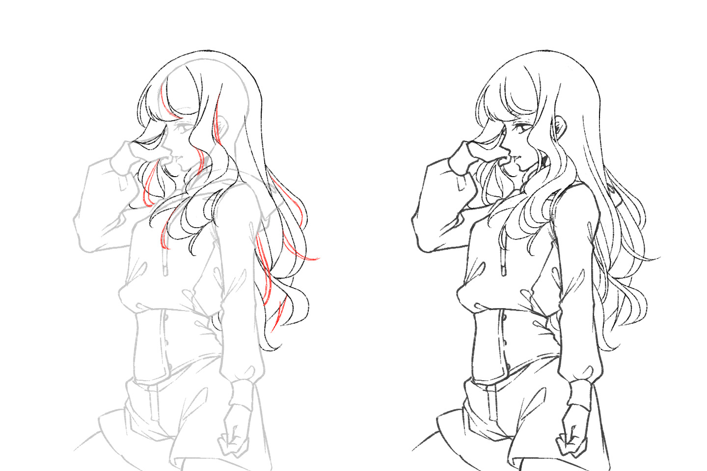 小さな毛束を描き込んだイラスト