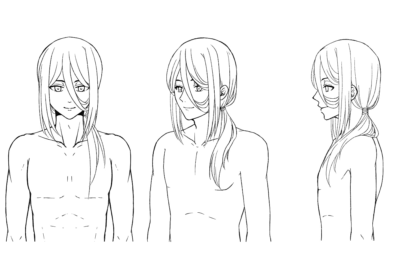 サイドアップのロングヘア