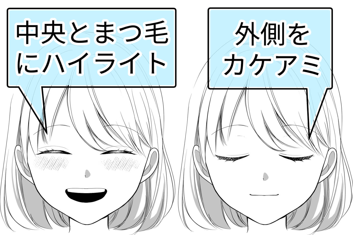 閉じたときの目を柔らかく見せるには