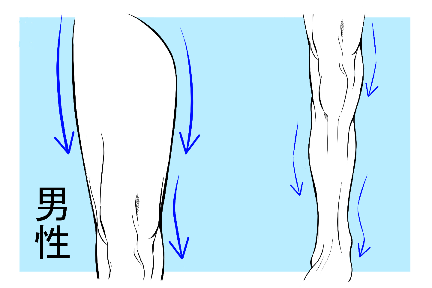 男性の足のパーツ分け
