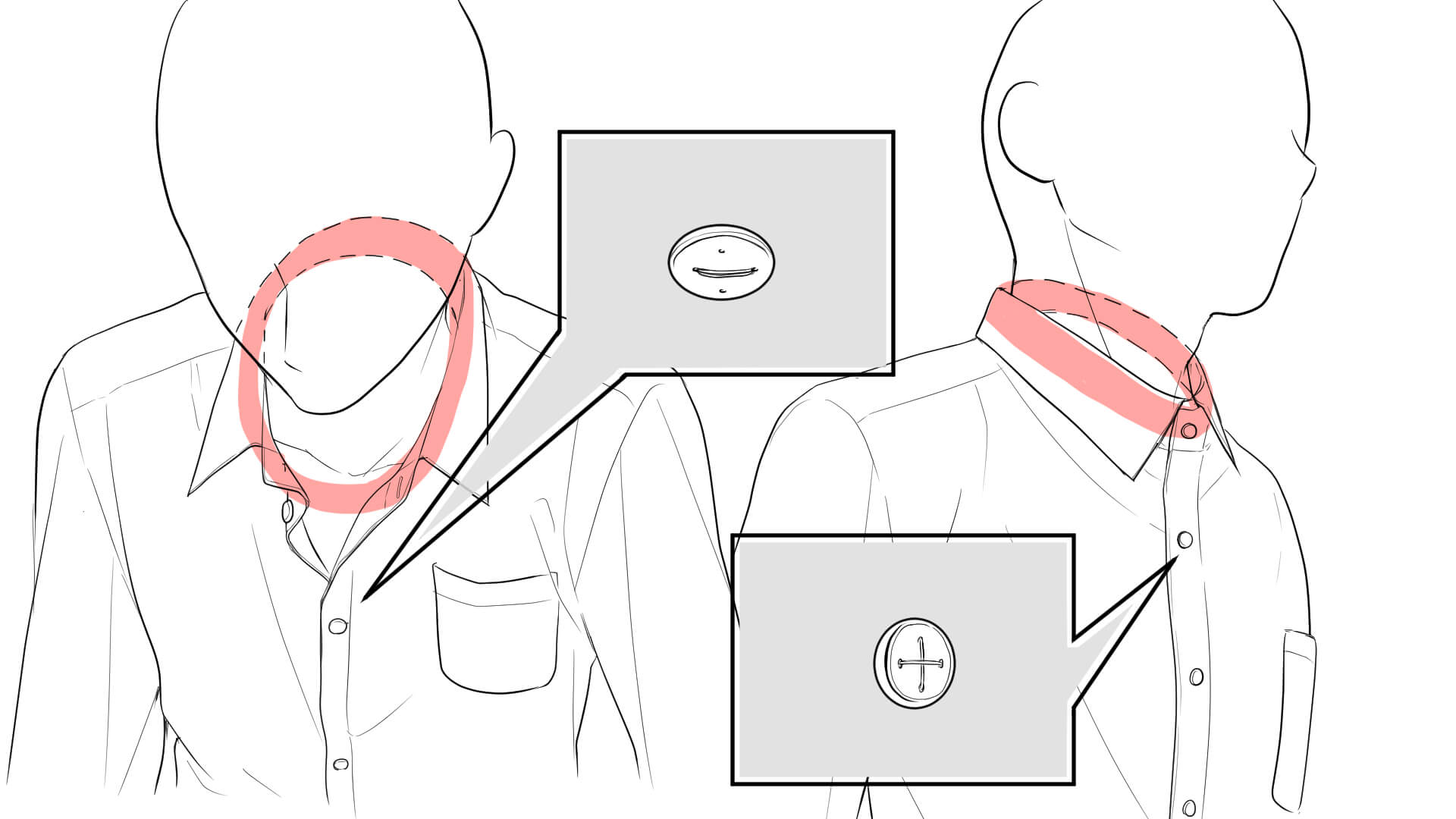角度がついている場合はボダンを楕円に