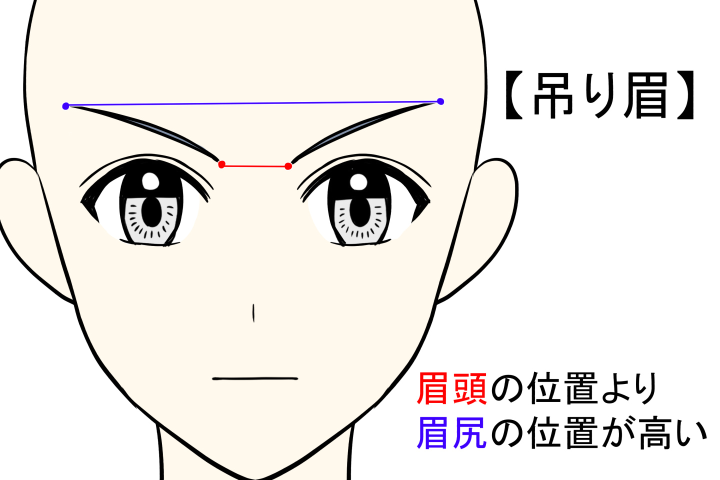 吊り眉の描き方コツ