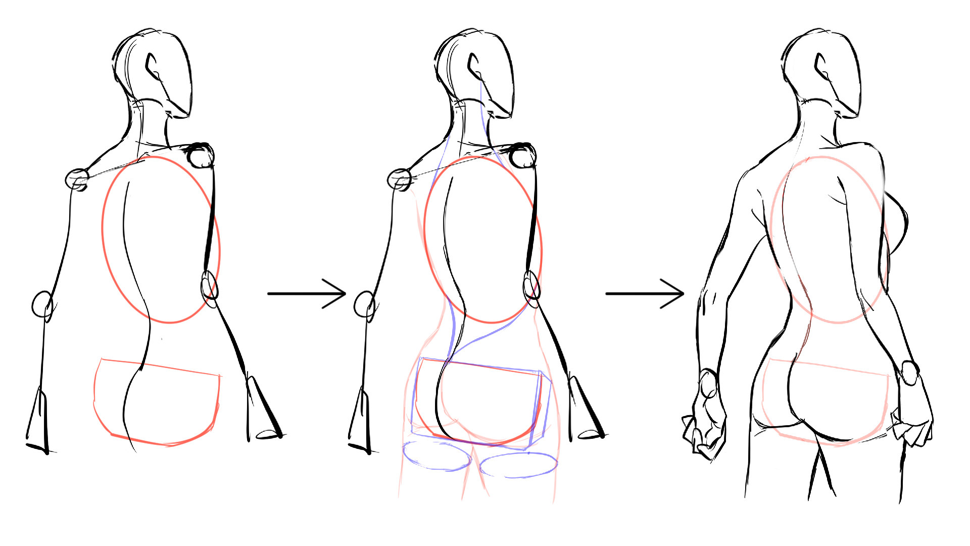 動きのあるポーズのアタリの取り方