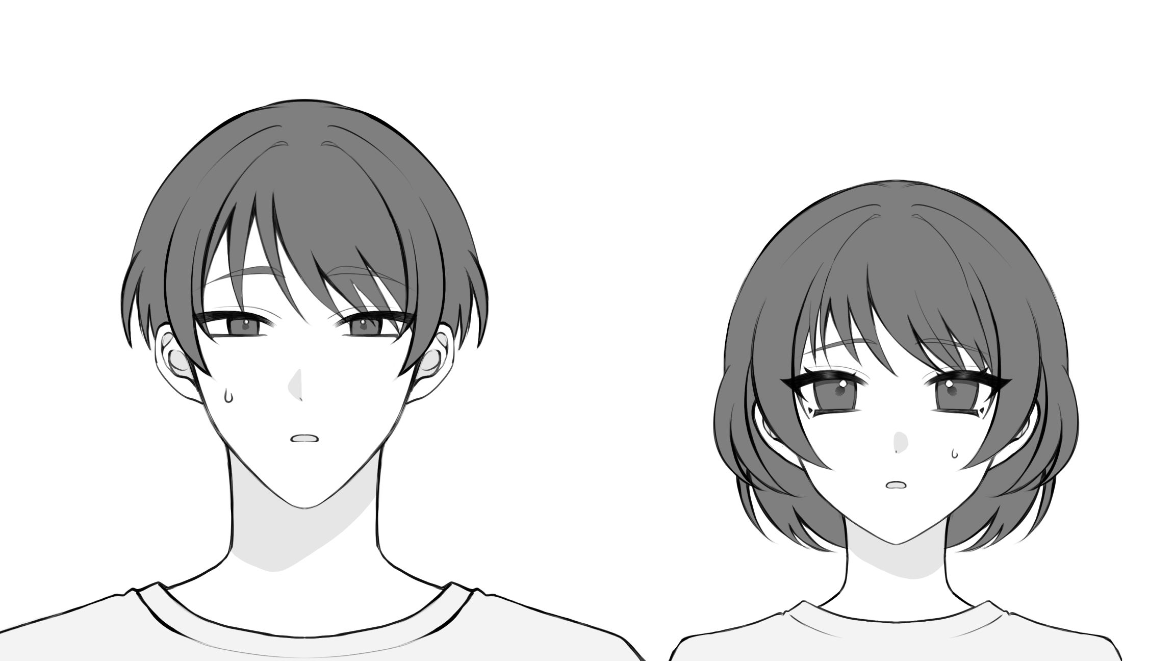 感情レベル別の驚き顔の描き分け