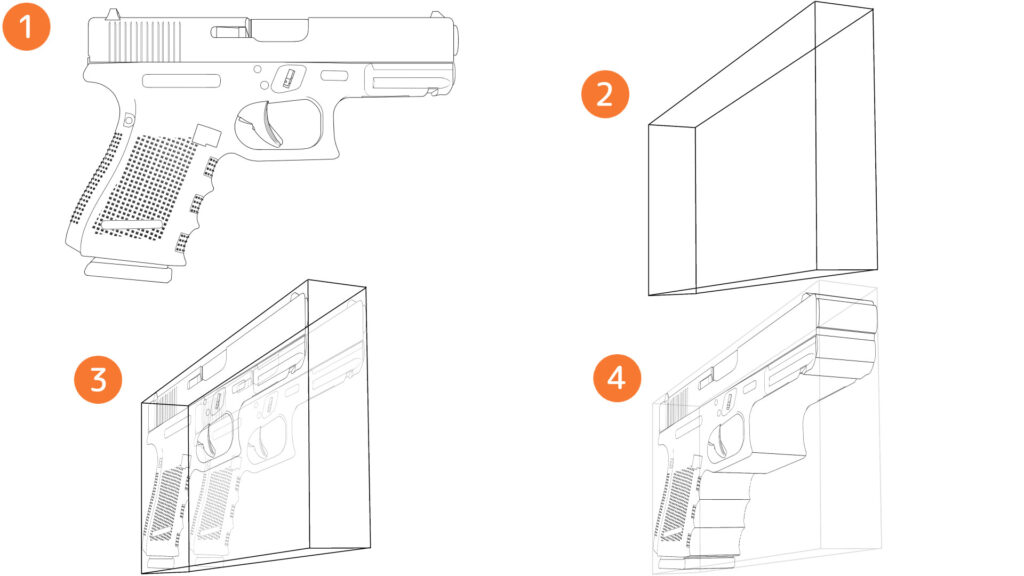 角度の付いた銃の描き方