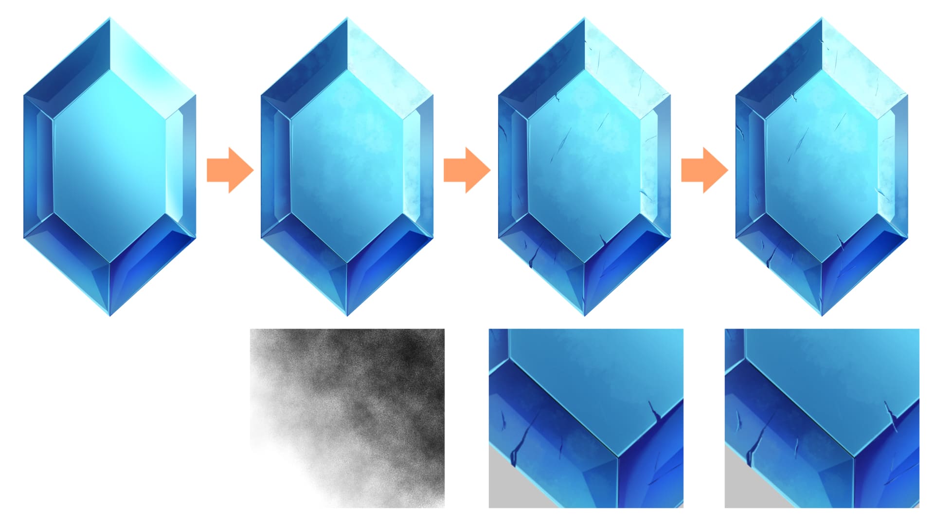質感を描き足して自然物らしい宝石を表現