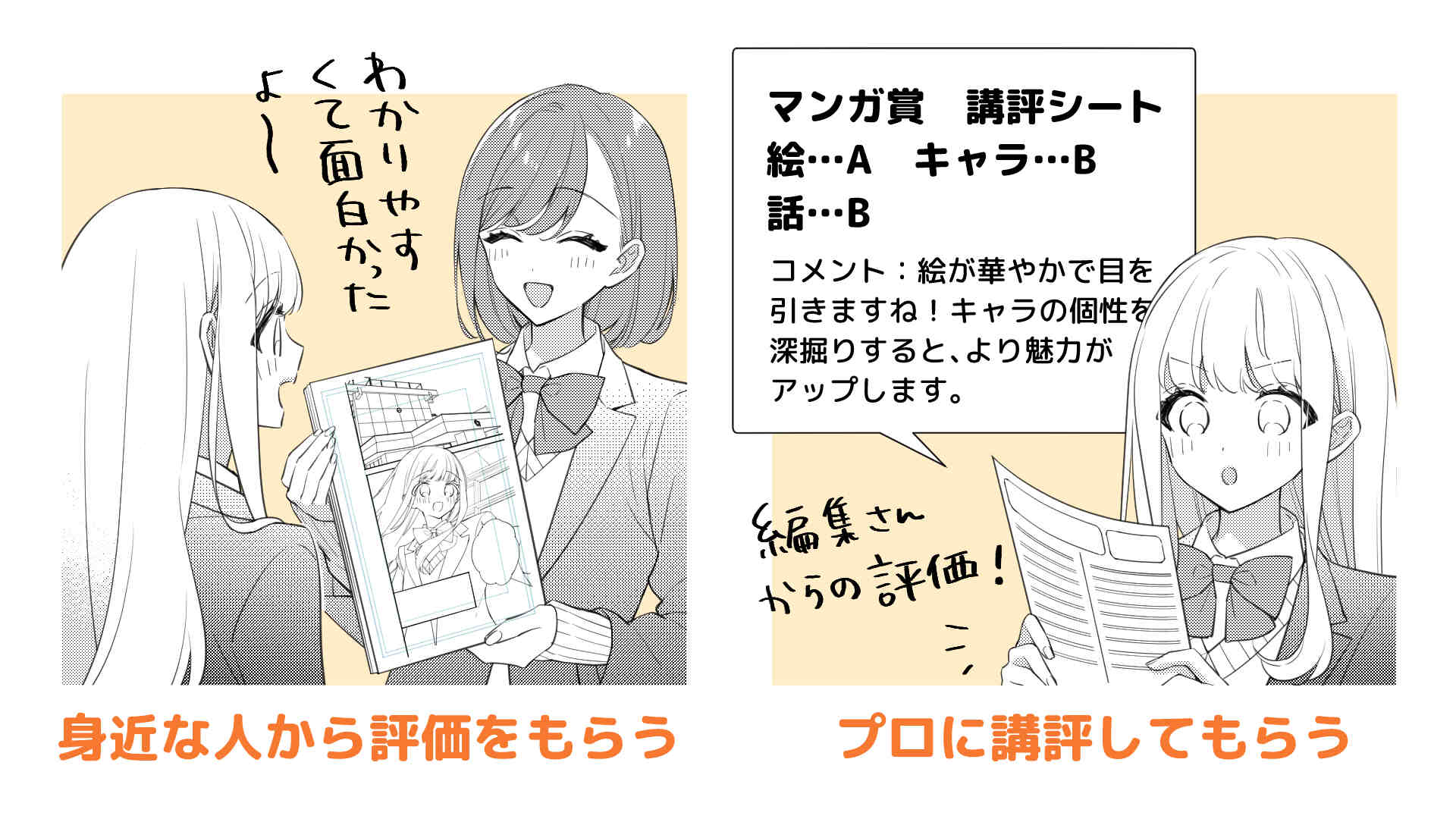 描いた漫画を評価してもらおう