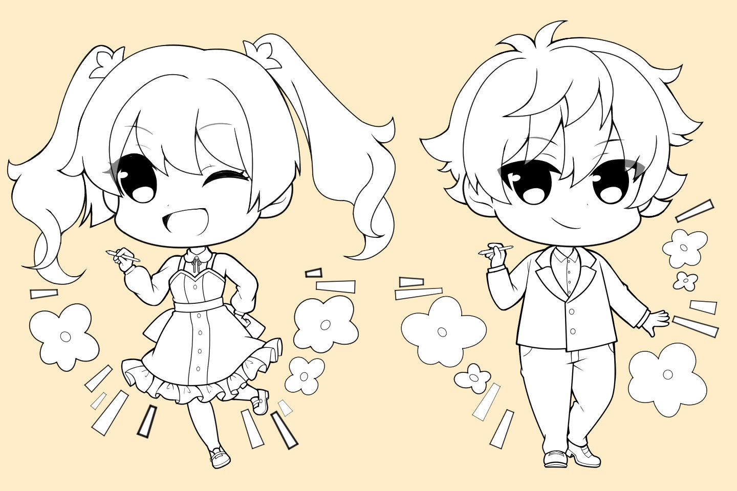 かわいい二頭身キャラの描き方基本・コツ解説