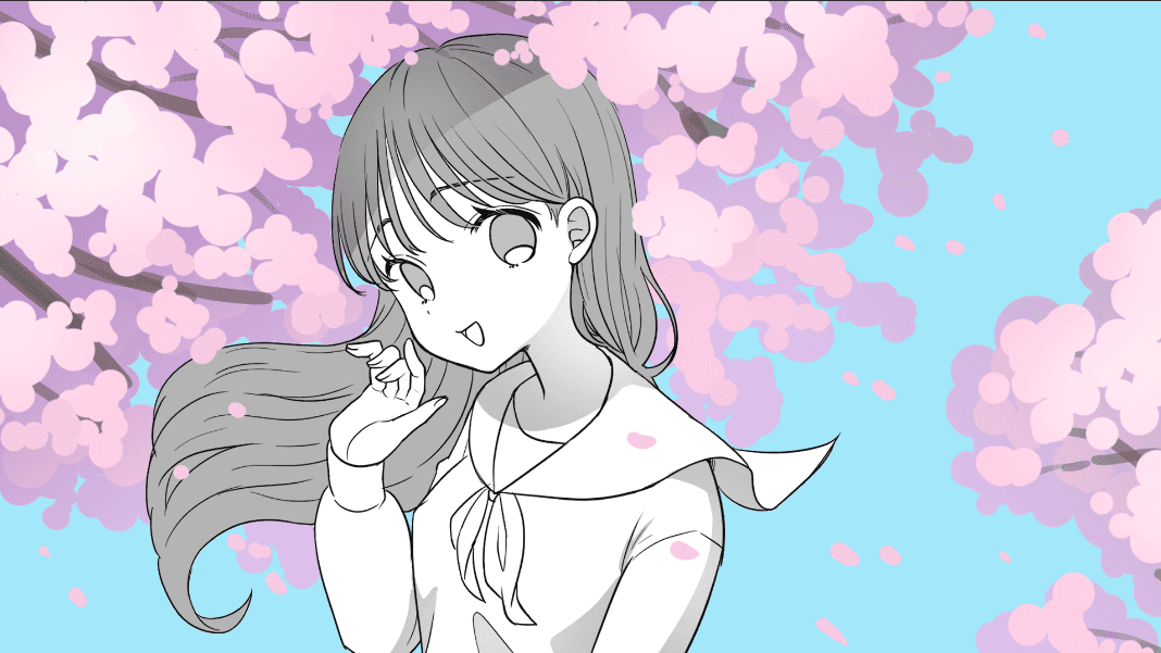 桜の中に人がいるイラスト