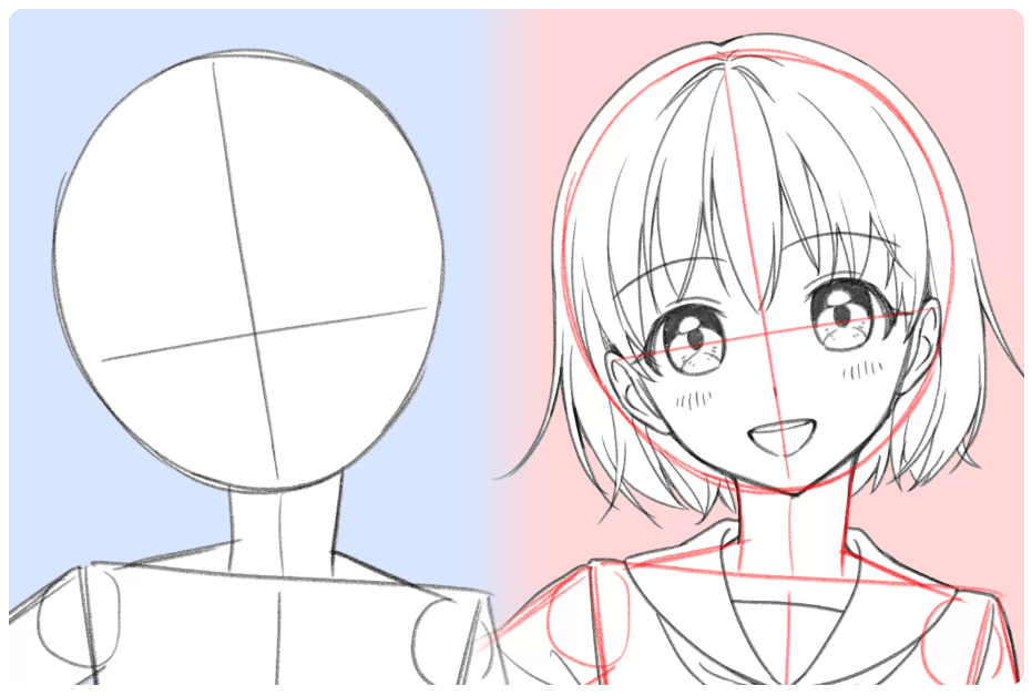 アタリをもとに描いた女の子のイラスト