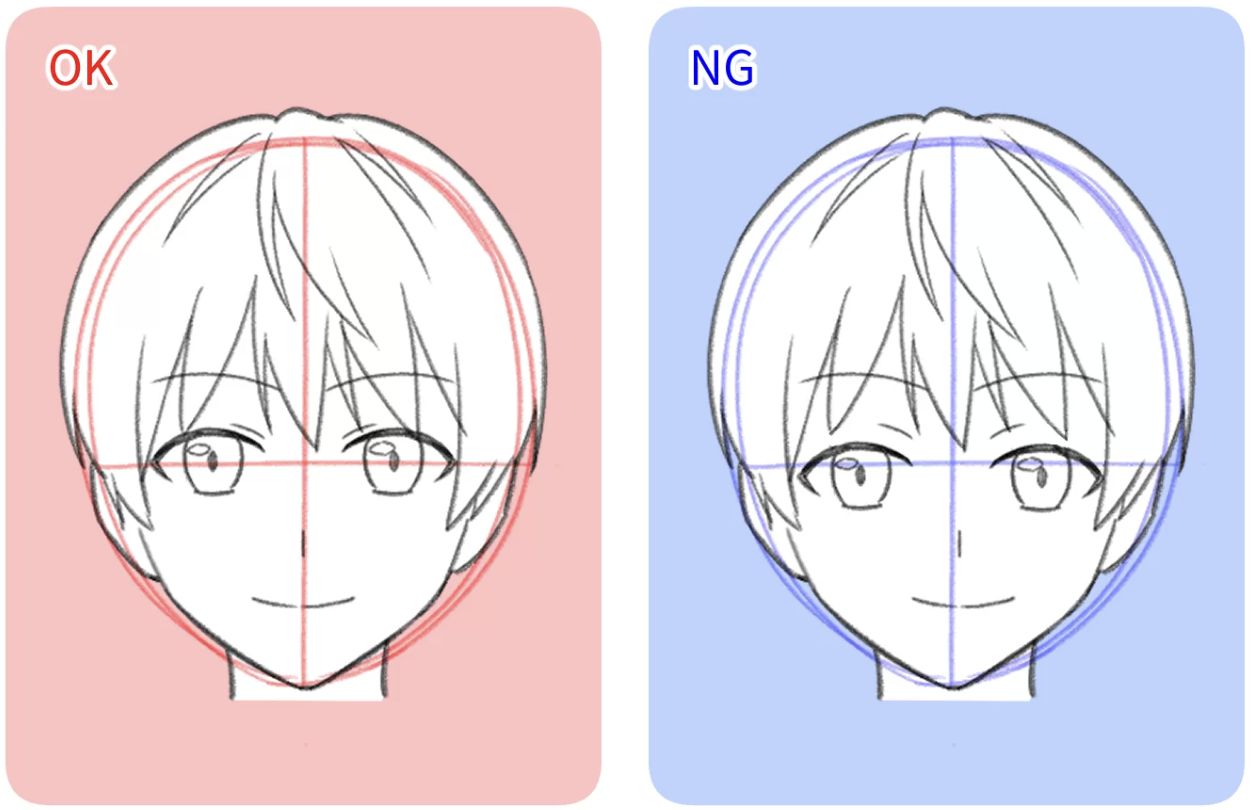 アタリに合わせた顔の描き方