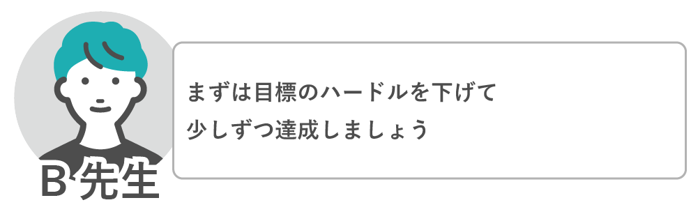 目標のハードルを下げて少しずつ達成しましょう
