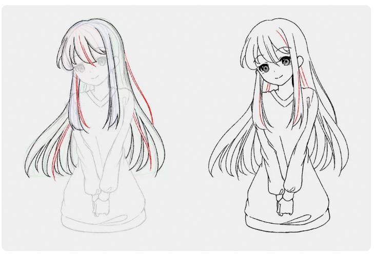 サラサラな髪の毛の描き方