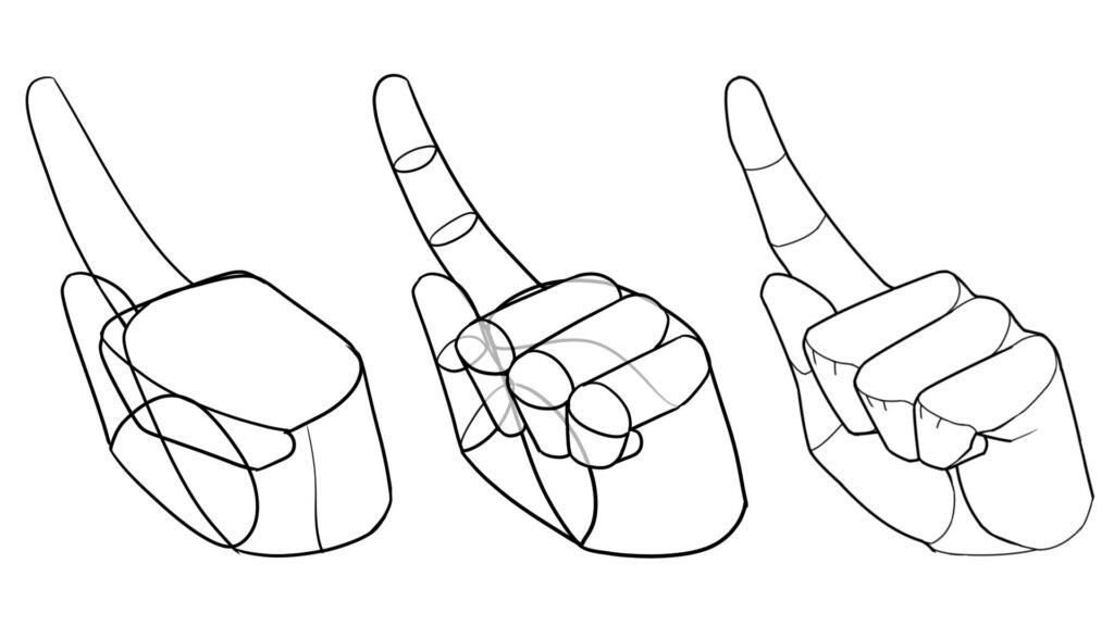 指をさすポーズの描き方
